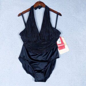 Magicsuit Swimsuit Women's 16 Black Body Control Slimming Halter One-Piece NWT